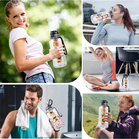 Fruit Infuser Water Bottle - 68 OZ Leakproof Plastic Infusion Bottle With Straw - Picture 6 of 7